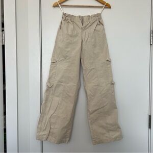 Motel Rocks Beige Wide-Leg Cargo Pants